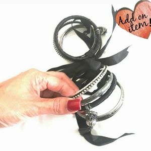 Multi Silver & Black Bracelet Set